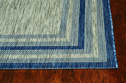 3' X 4' Blue And Green Striped Indoor Outdoor Area Rug HomeRoots