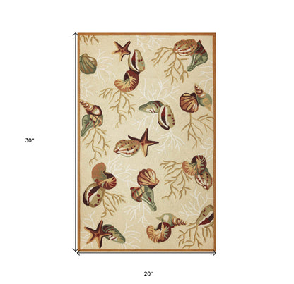 2' X 3' Beige Hand Tufted Area Rug - 48.0" (L) x 48.0" (W) x 1.0" (H)