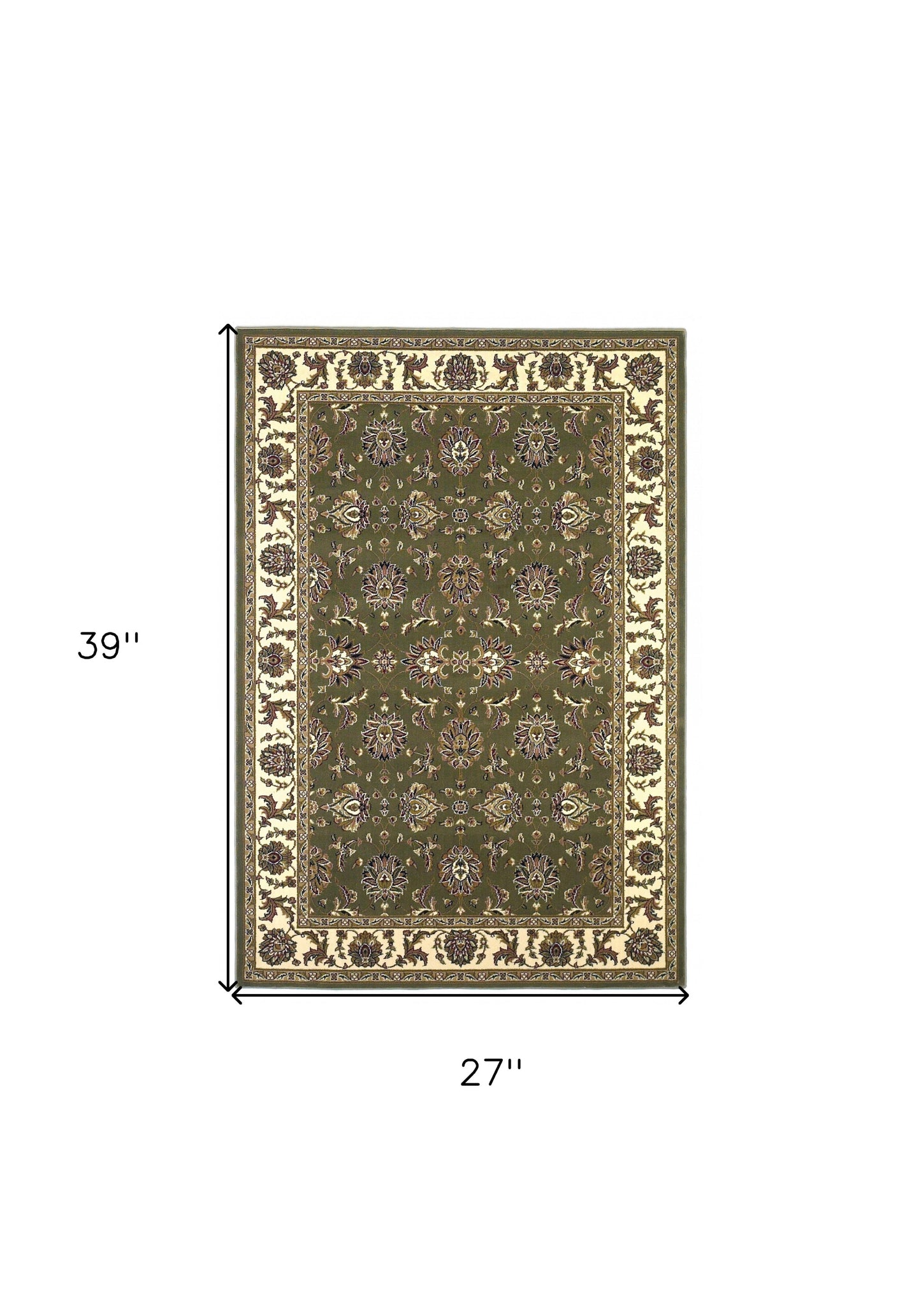 5' X 8' Green Ivory Machine Woven Floral Traditional Indoor Area Rug