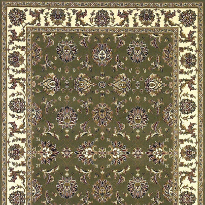 5' X 8' Green Ivory Machine Woven Floral Traditional Indoor Area Rug