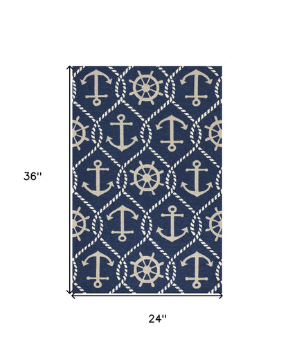 2' X 3' Blue Hand Tufted Area Rug