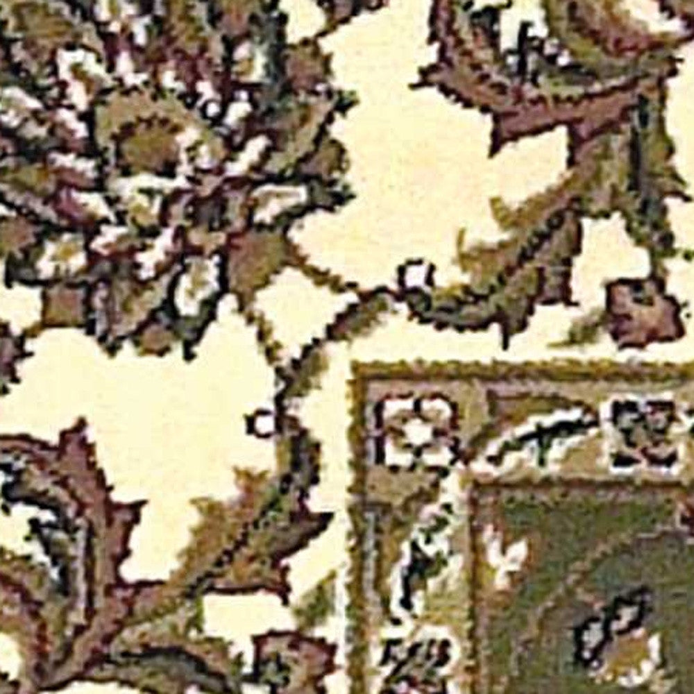 5' X 8' Green Ivory Machine Woven Floral Traditional Indoor Area Rug