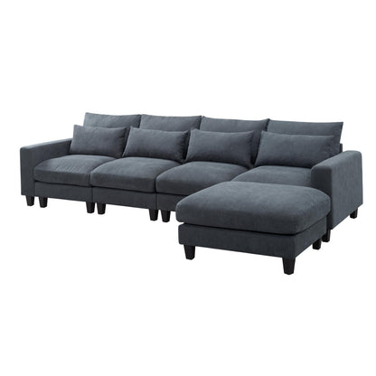 124.4” Modular L-Shaped Sectional Sofa with Ottoman