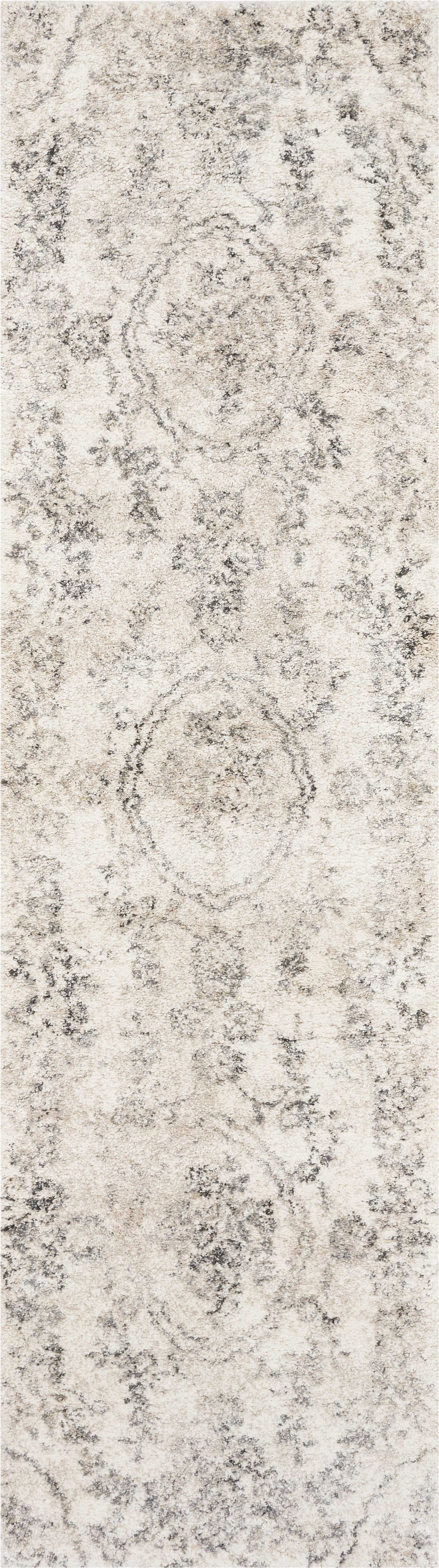 5'X8' Grey Machine Woven Distressed Floral Medallion Indoor Area Rug