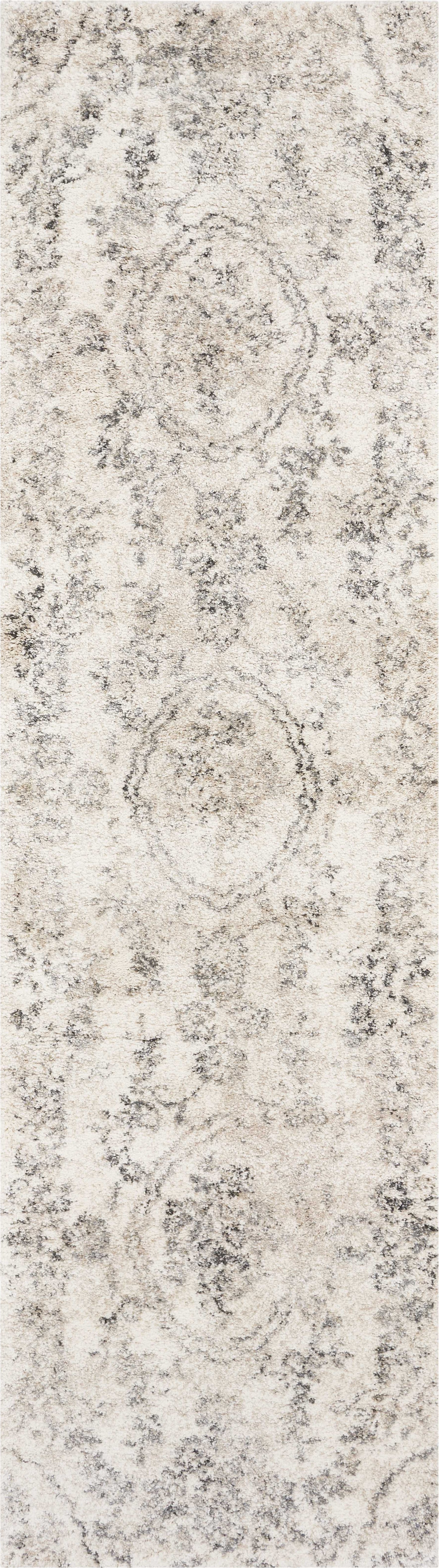 5'X8' Grey Machine Woven Distressed Floral Medallion Indoor Area Rug