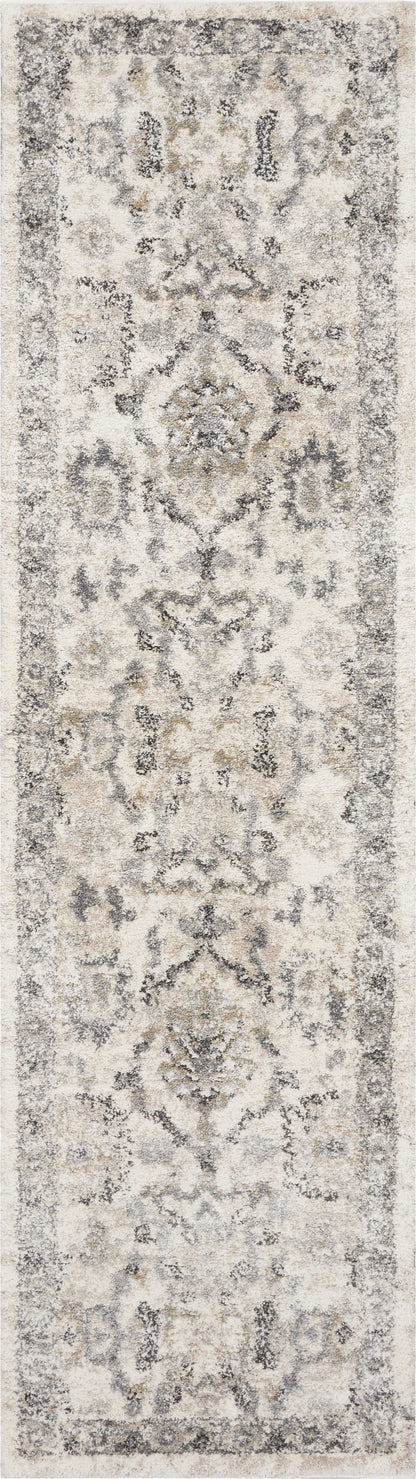 8'X10' Ivory Machine Woven Distressed Floral Traditional Indoor Area Rug