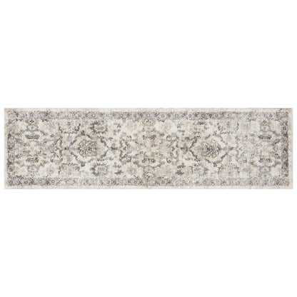 8'X10' Ivory Machine Woven Distressed Floral Traditional Indoor Area Rug