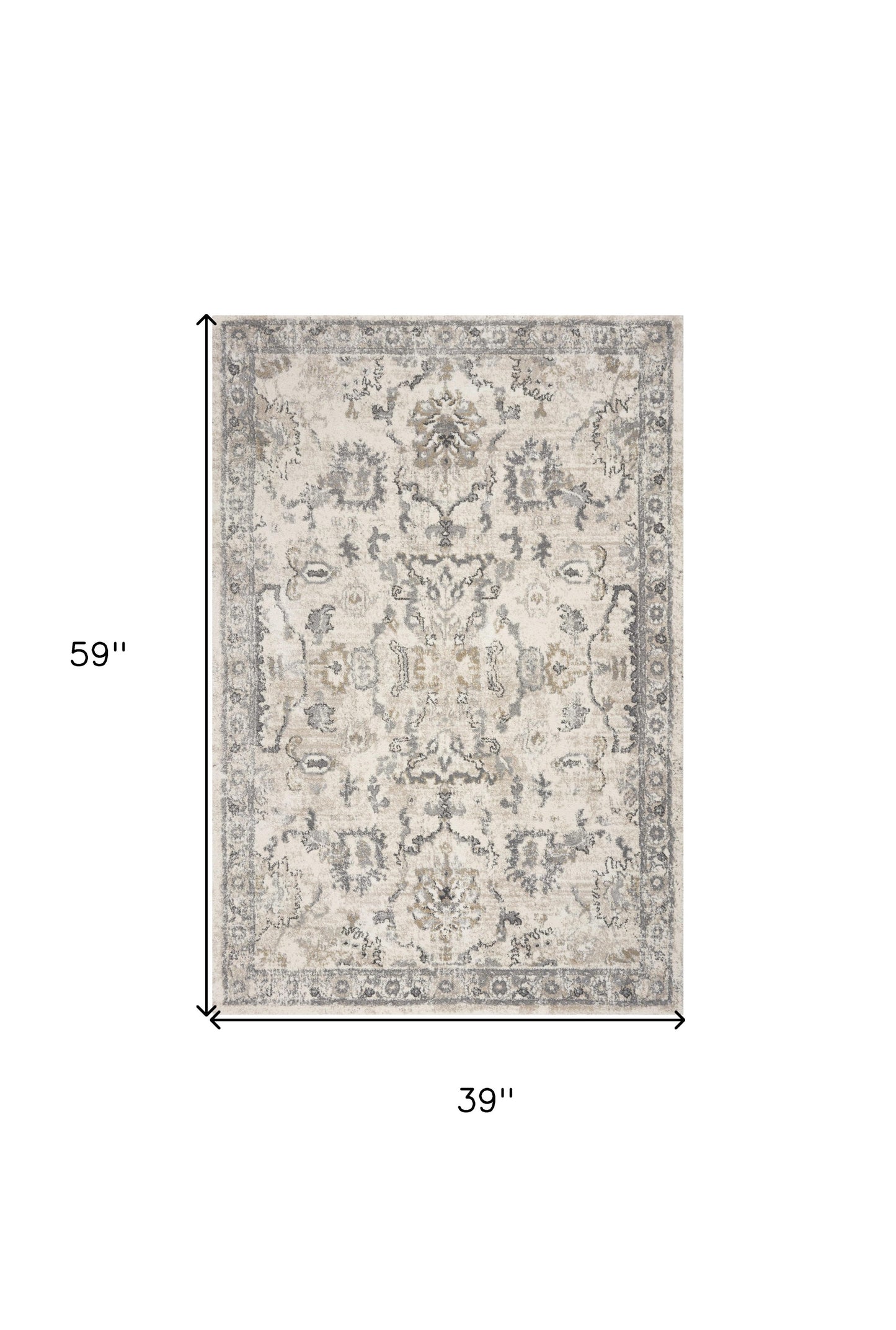 8'X10' Ivory Machine Woven Distressed Floral Traditional Indoor Area Rug