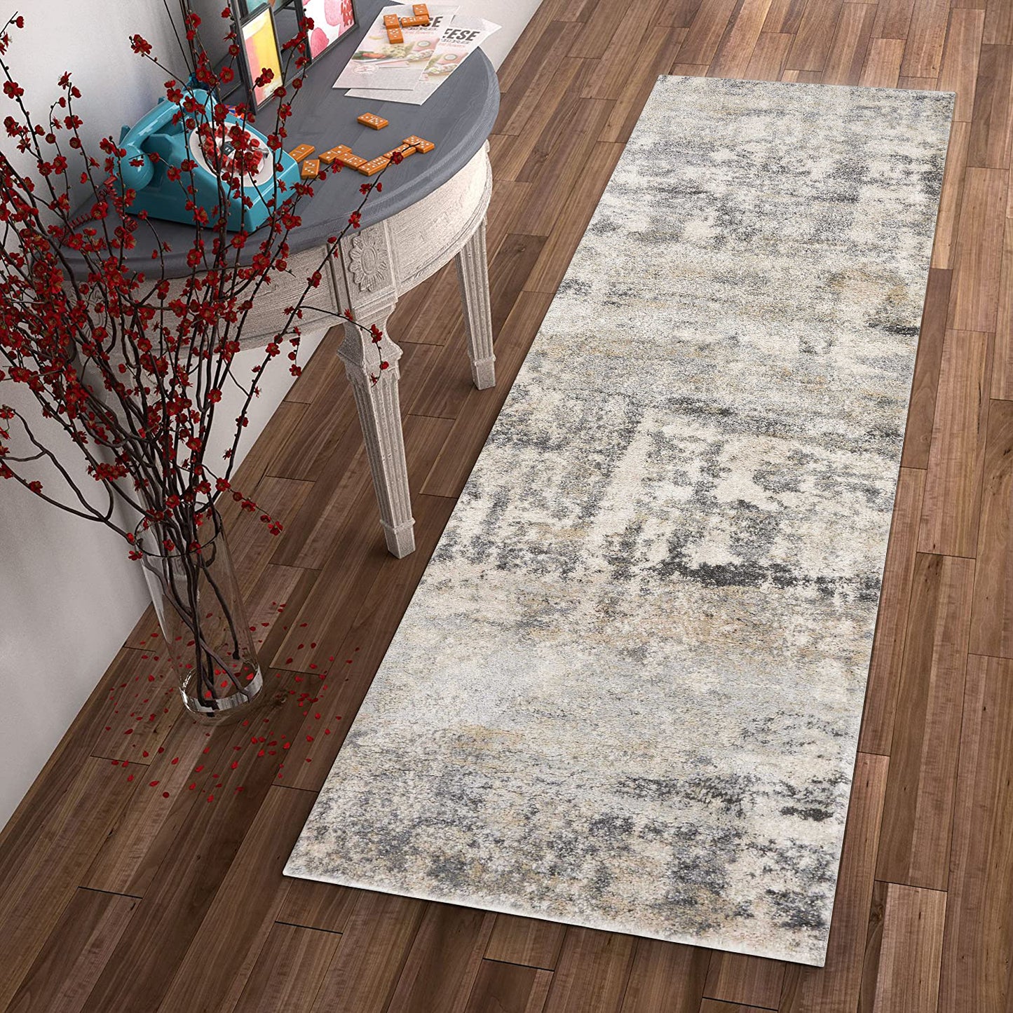 8' X 13' Shade Of Gray Abstract Area Rug