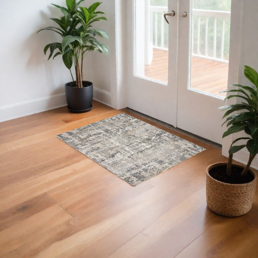 8' X 13' Shade Of Gray Abstract Area Rug