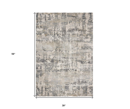 8' X 13' Shade Of Gray Abstract Area Rug