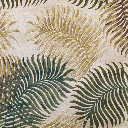 8' X 11' Natural Beige Hand Tufted Tropical Leaves Indoor Area Rug