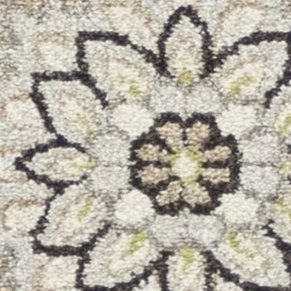 5'X8' Beige Grey Machine Woven Uv Treated Floral Traditional Indoor Outdoor Area Rug