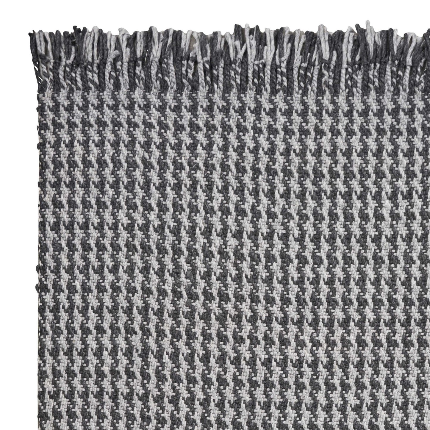 5'X8' Grey Hand Woven Houndstooth Indoor Area Rug