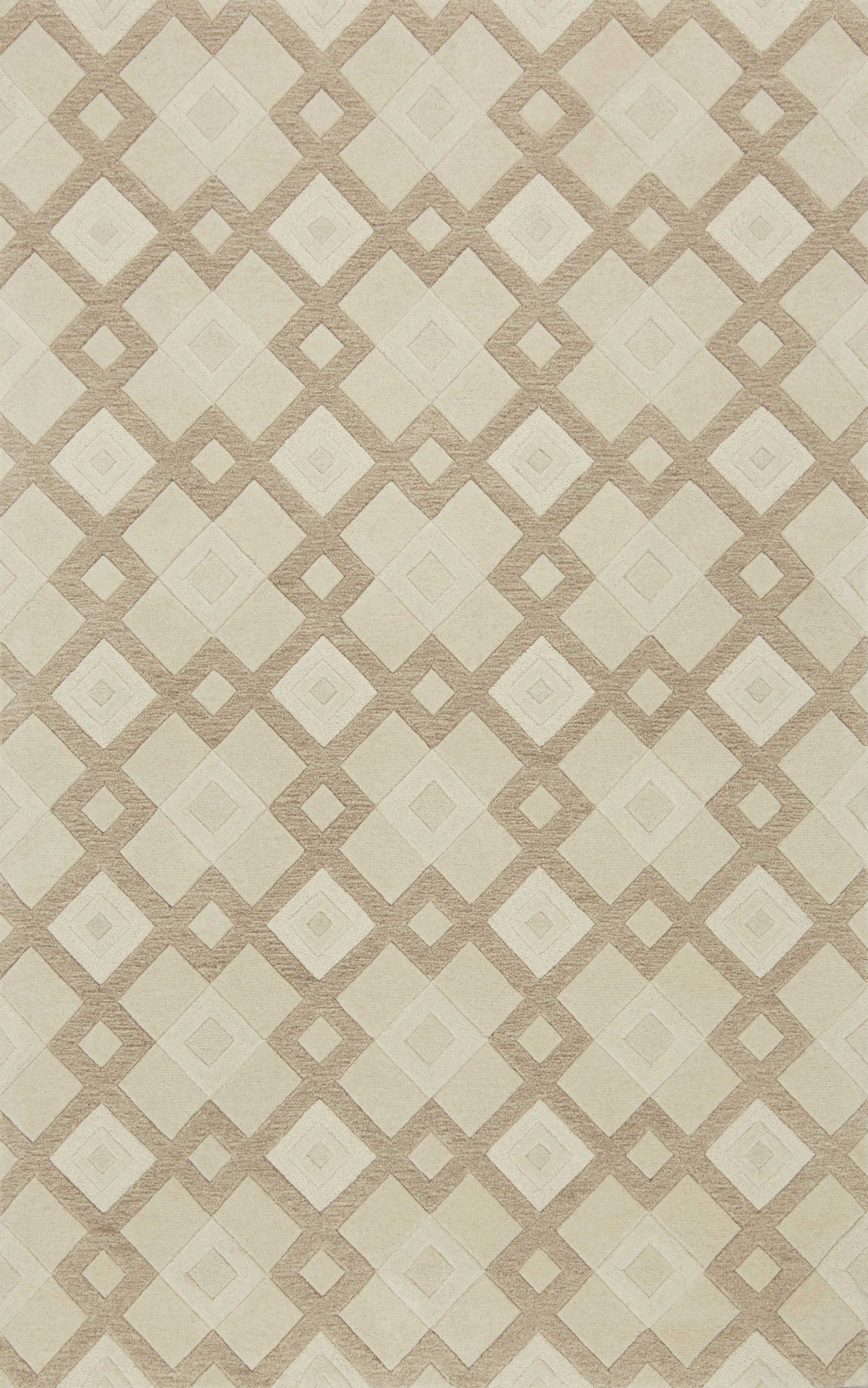 8' X 11' Ivory Wool Geometric Hand Tufted Area Rug