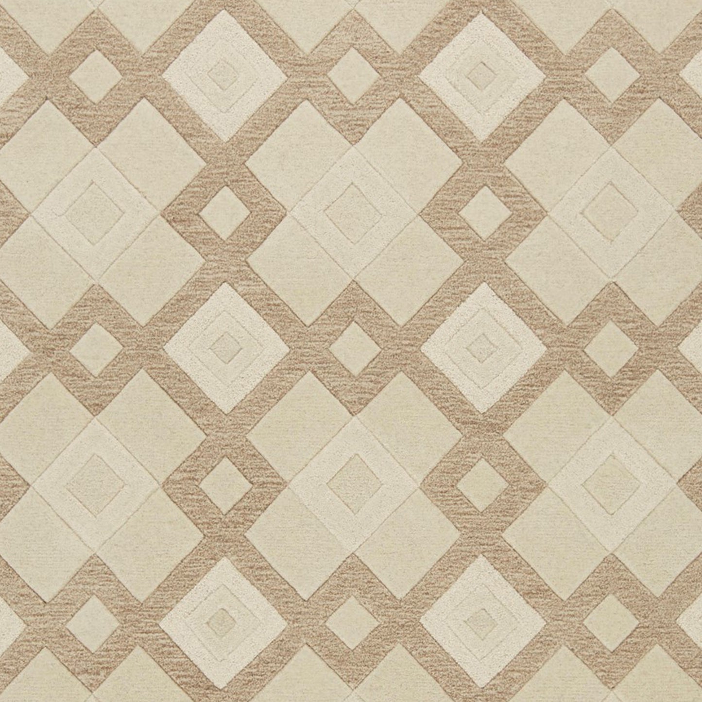 8' X 11' Ivory Wool Geometric Hand Tufted Area Rug