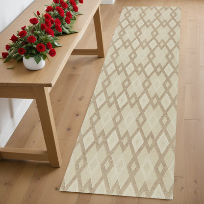 8' X 11' Ivory Wool Geometric Hand Tufted Area Rug