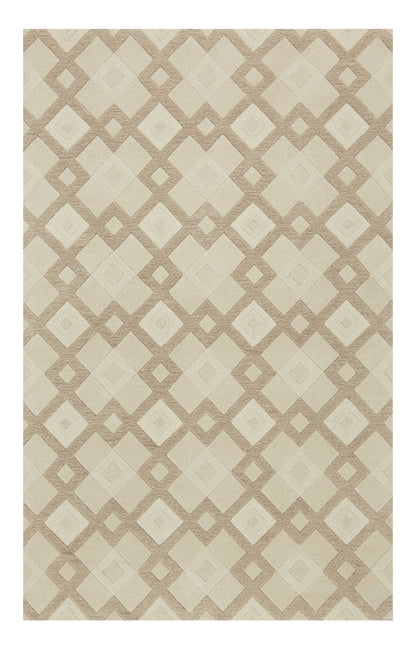 8' X 11' Ivory Wool Geometric Hand Tufted Area Rug