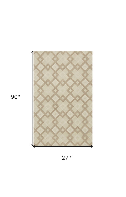 8' X 11' Ivory Wool Geometric Hand Tufted Area Rug