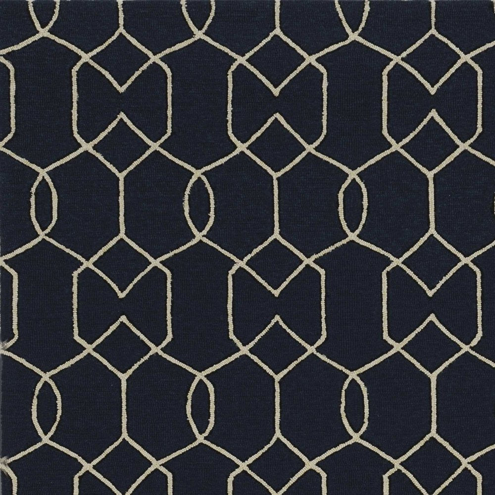 7' X 7' Navy Blue Hand Hooked Area Rug HomeRoots
