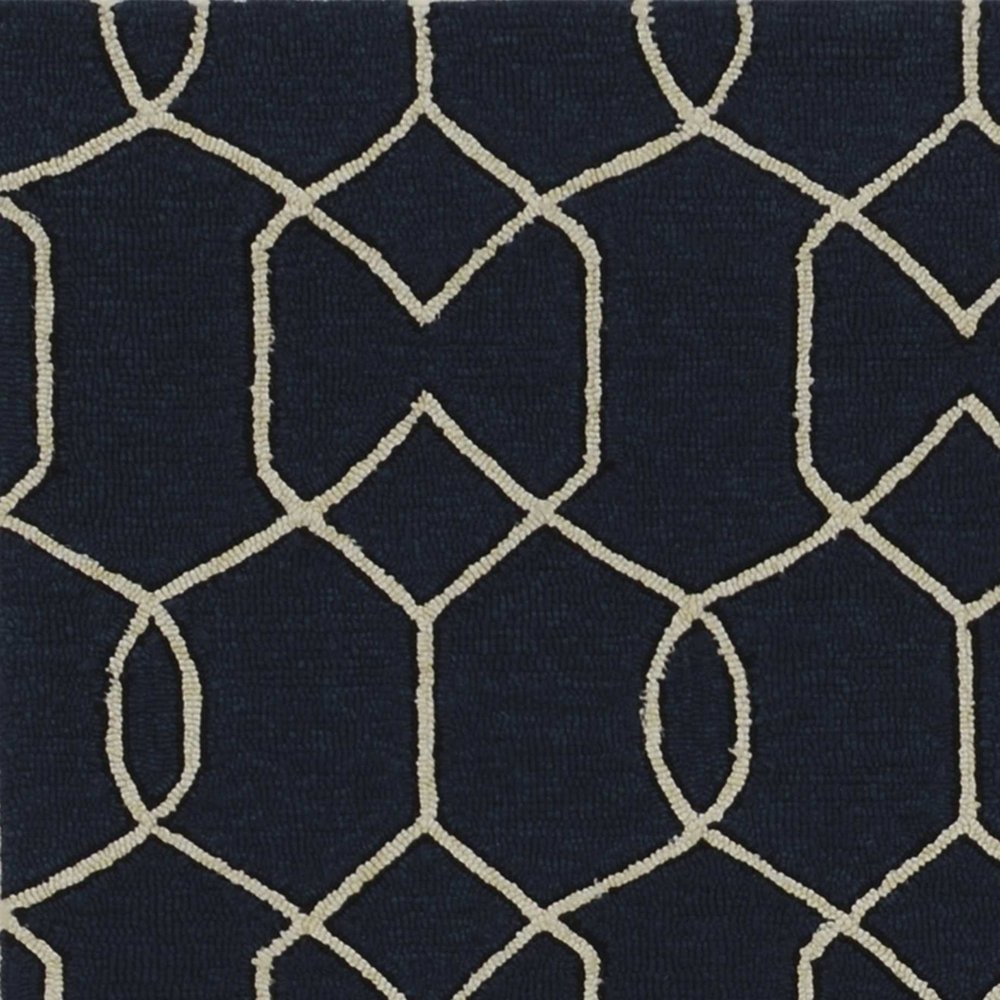 7' X 7' Navy Blue Hand Hooked Area Rug HomeRoots