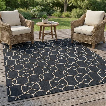 7' X 7' Navy Blue Hand Hooked Area Rug HomeRoots