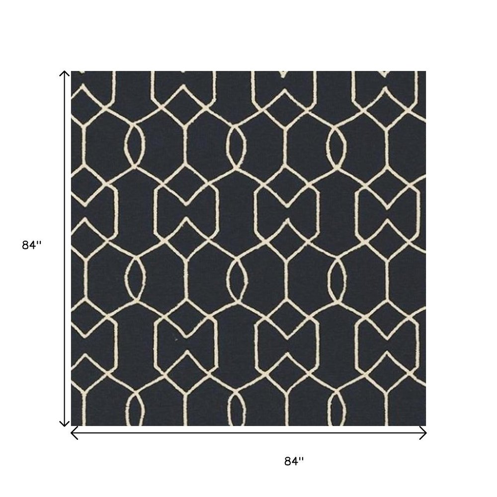 7' X 7' Navy Blue Hand Hooked Area Rug — view 10