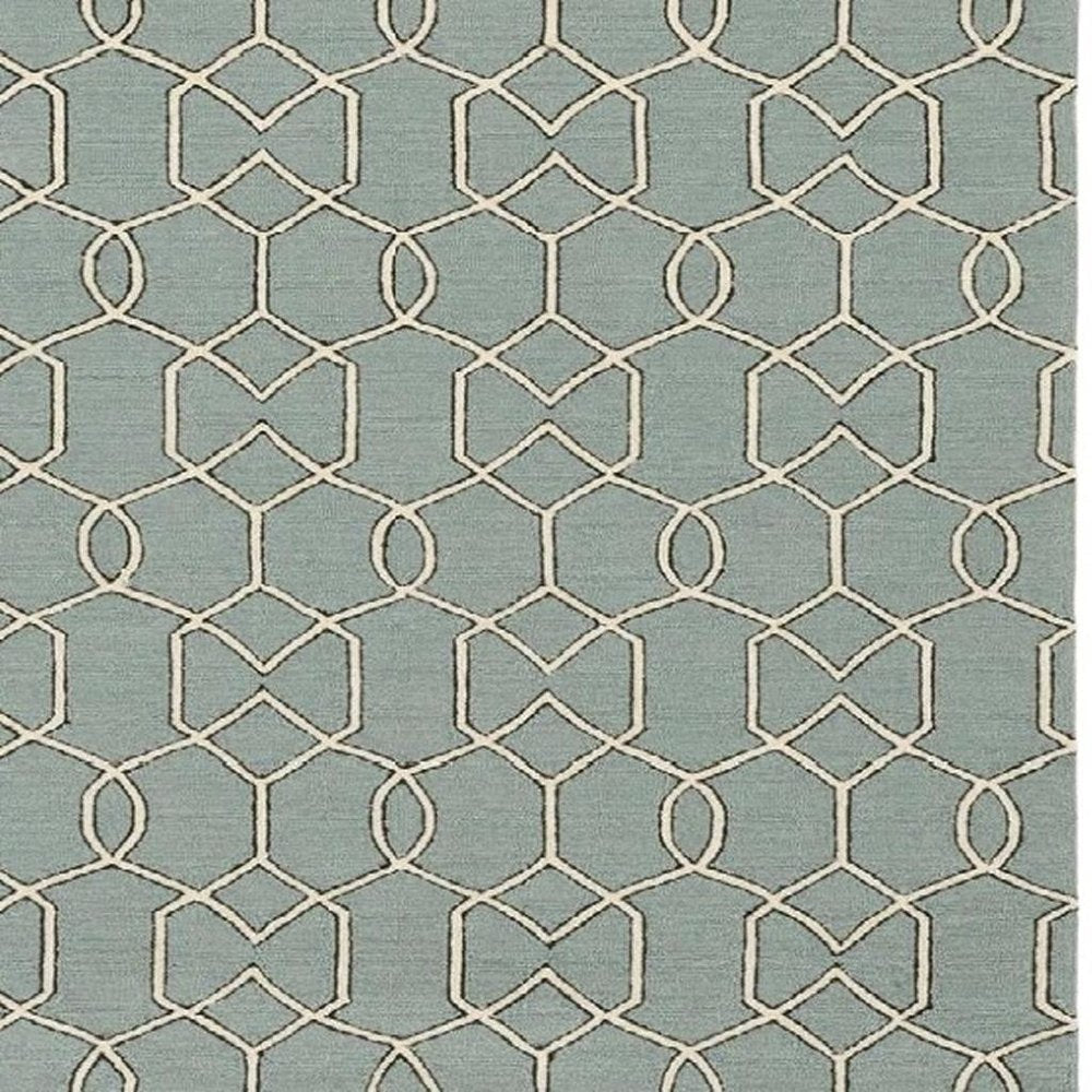 7' X 7' Green and Ivory Hand Hooked Area Rug — view 4