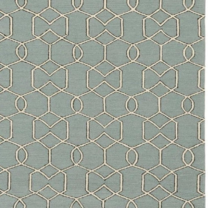 7' X 7' Green and Ivory Hand Hooked Area Rug HomeRoots