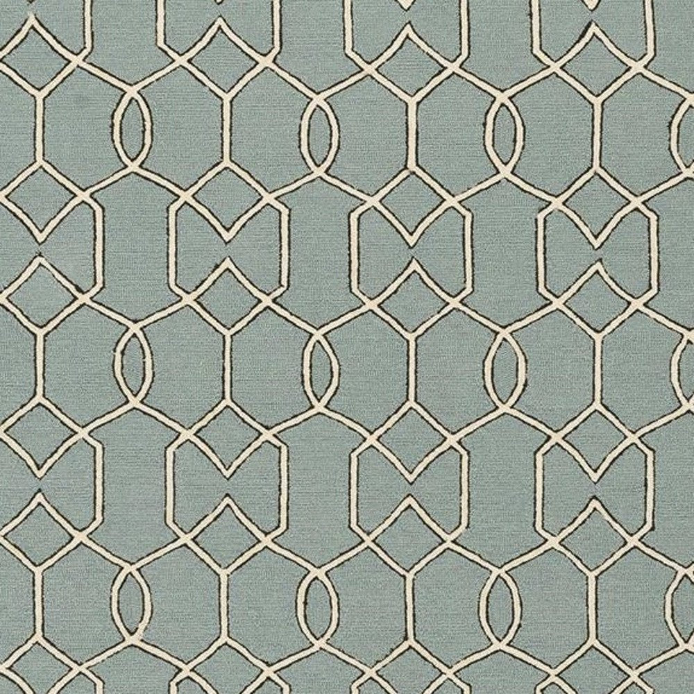 7' X 7' Green and Ivory Hand Hooked Area Rug HomeRoots