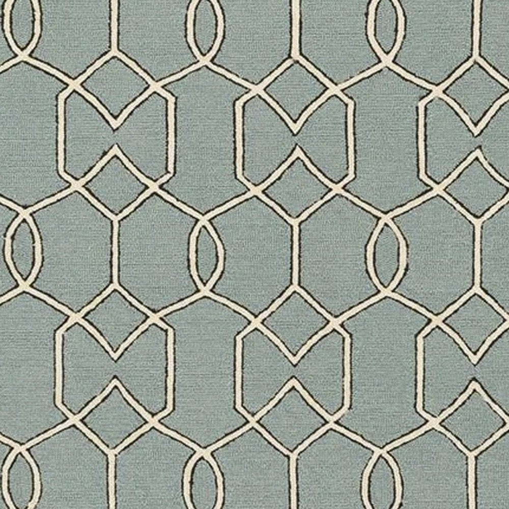 7' X 7' Green and Ivory Hand Hooked Area Rug HomeRoots