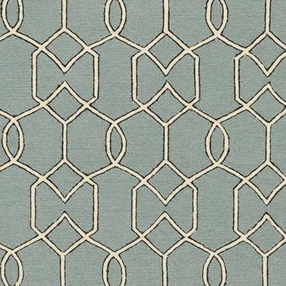 7' X 7' Green and Ivory Hand Hooked Area Rug HomeRoots