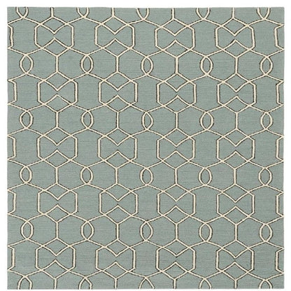 7' X 7' Green and Ivory Hand Hooked Area Rug HomeRoots