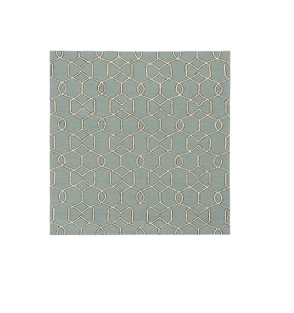 7' X 7' Green and Ivory Hand Hooked Area Rug HomeRoots