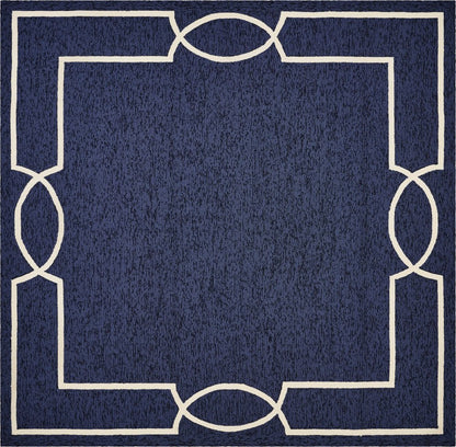 7' X 10' Blue And Ivory Geometric Hand Hooked Area Rug HomeRoots
