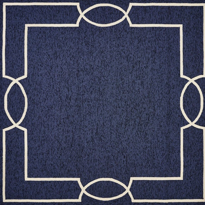 7' X 10' Blue And Ivory Geometric Hand Hooked Area Rug HomeRoots