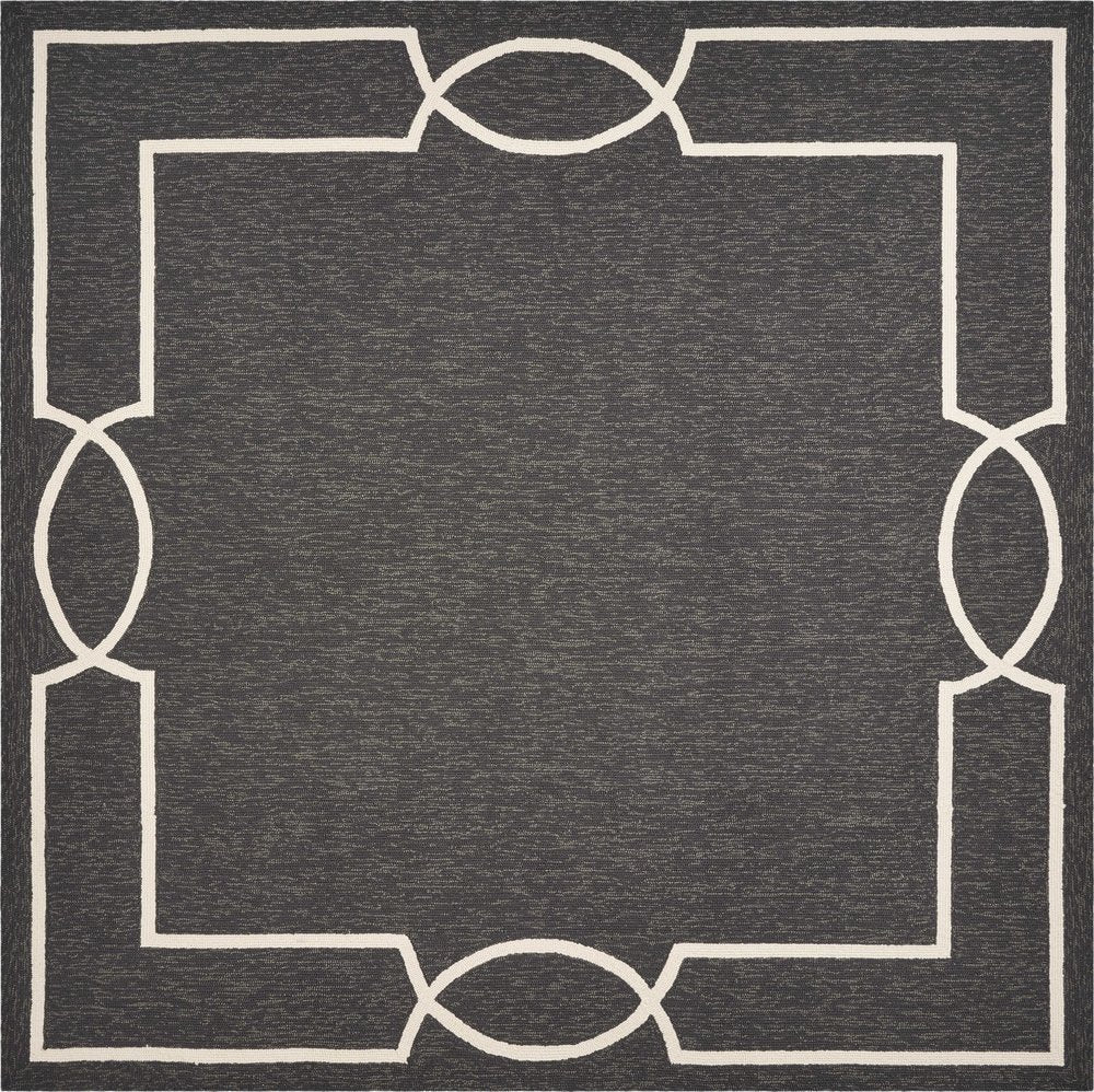 7' Onyx And White Square Geometric Handmade Indoor Outdoor Area Rug — view 3
