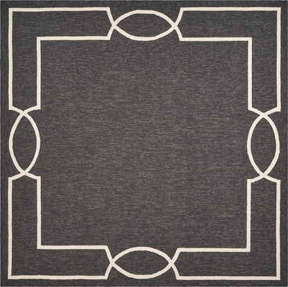7' Onyx And White Square Geometric Handmade Indoor Outdoor Area Rug HomeRoots