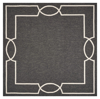 7' Onyx And White Square Geometric Handmade Indoor Outdoor Area Rug HomeRoots