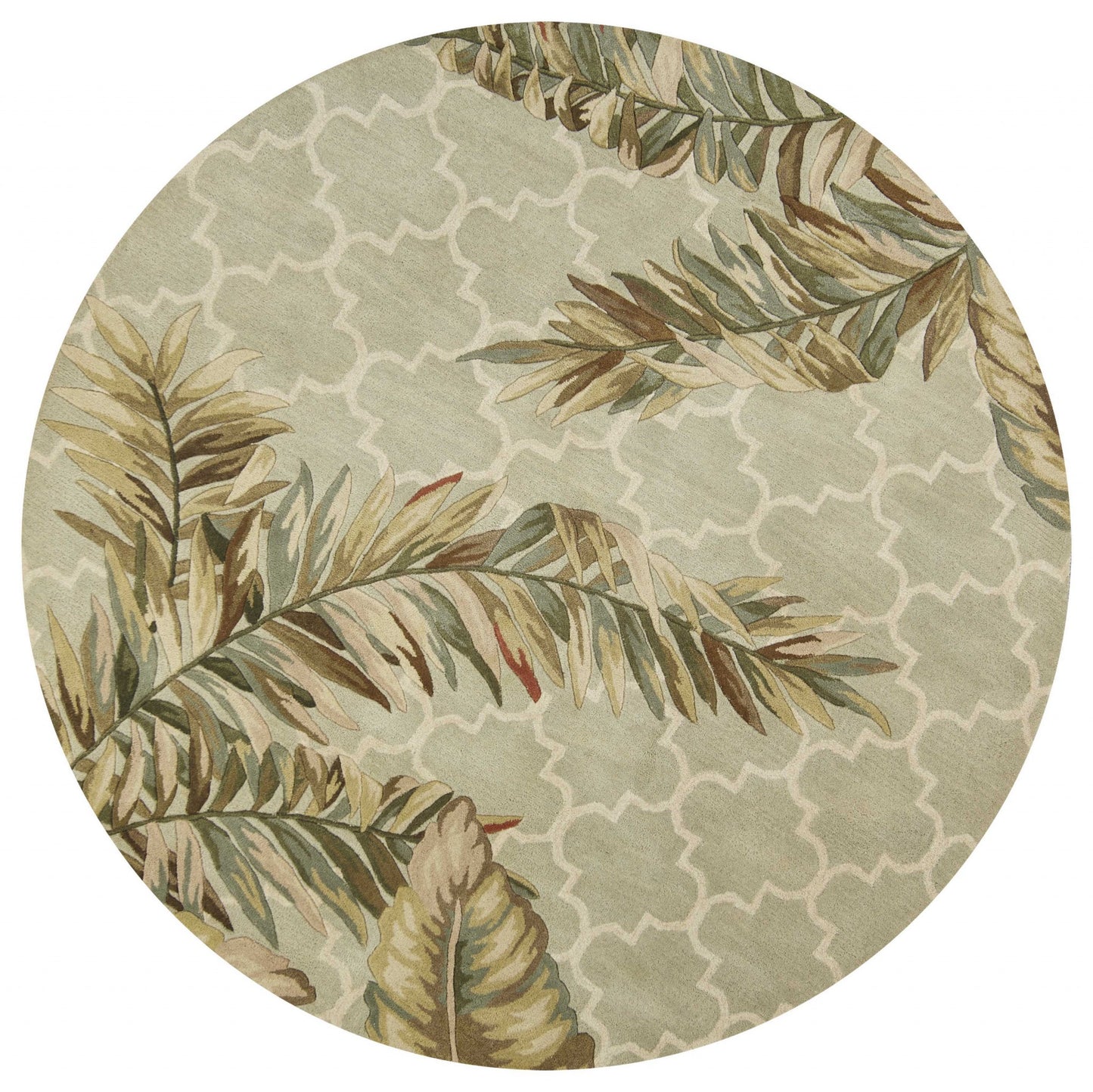 5'X8' Sage Green Hand Tufted Tropical Quatrefoil Indoor Area Rug