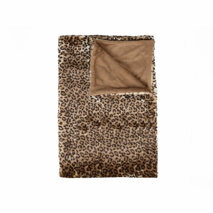 50" X 60" Brown and Black Faux Fur Leopard Plush Throw Blanket HomeRoots