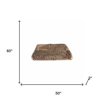 50" X 60" Brown and Black Faux Fur Leopard Plush Throw Blanket HomeRoots