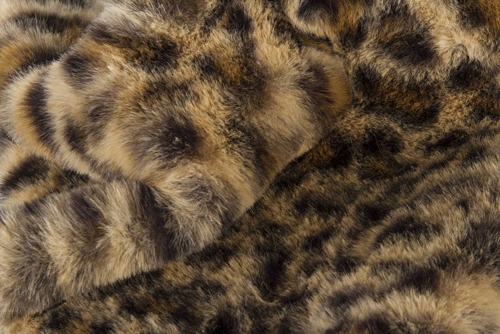 50" X 60" Brown and Black Faux Fur Leopard Plush Throw Blanket HomeRoots