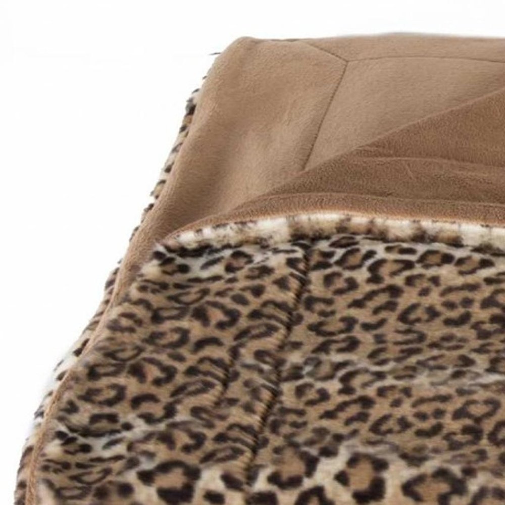 50" X 60" Brown and Black Faux Fur Leopard Plush Throw Blanket HomeRoots