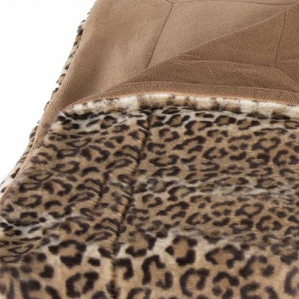 50" X 70" Brown and Black Faux Fur Leopard Plush Throw Blanket