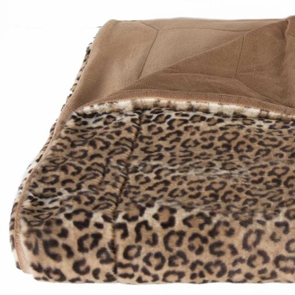50" X 60" Brown and Black Faux Fur Leopard Plush Throw Blanket HomeRoots