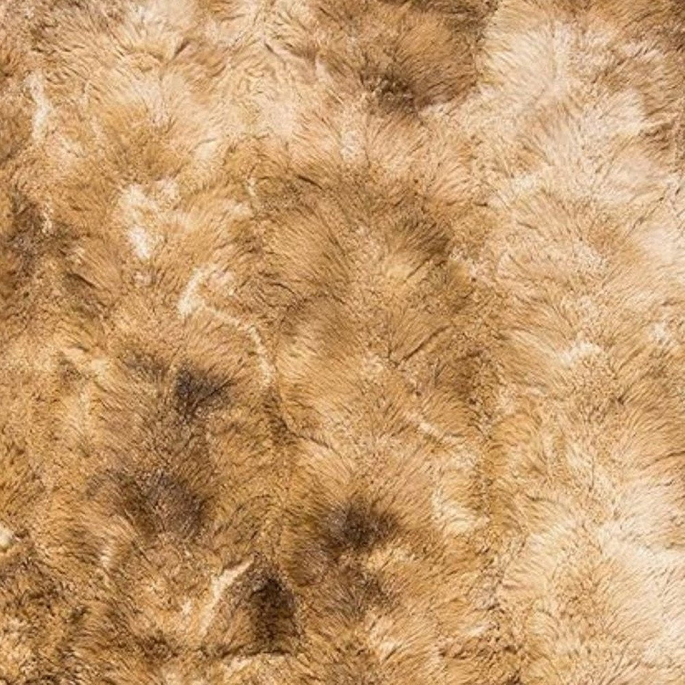 50" X 70" Taupe and Ivory Faux Fur Plush Throw Blanket HomeRoots