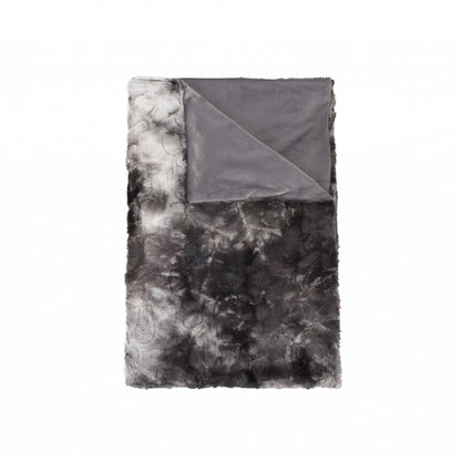 50" X 70" Dark Gray and Ivory Faux Fur Plush Throw Blanket