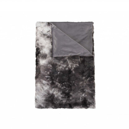 50" X 70" Dark Gray and Ivory Faux Fur Plush Throw Blanket HomeRoots