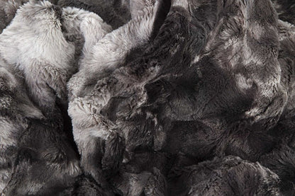 50" X 70" Dark Gray and Ivory Faux Fur Plush Throw Blanket HomeRoots